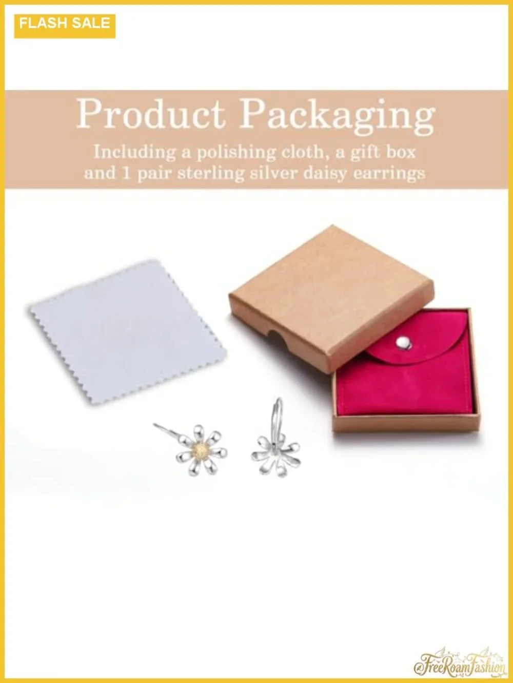 Daisy Earrings 925 Sterling Silver 18K White Gold Plated Leverback